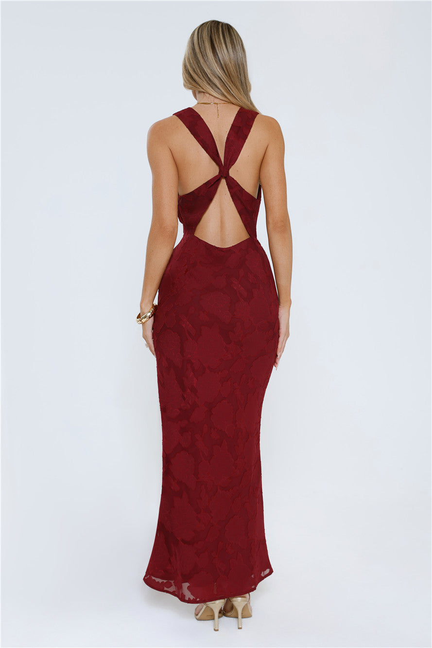 Lasting Luxuries Maxi Dress Wine