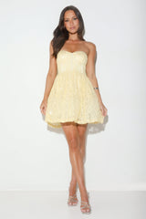 Soirée Star Strapless Sequin Mini Dress Yellow