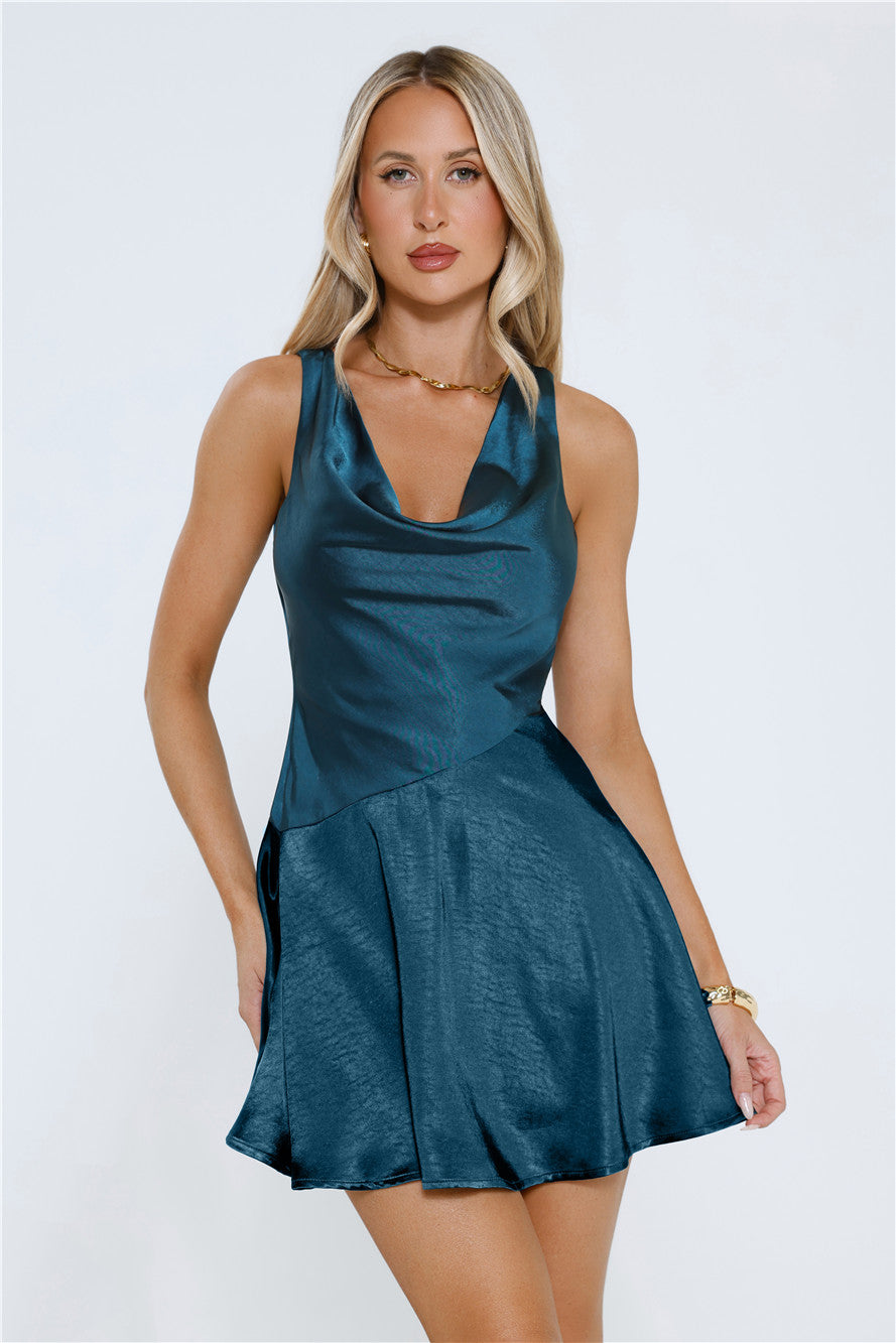 Rosé Before Sunset Satin Mini Dress Green
