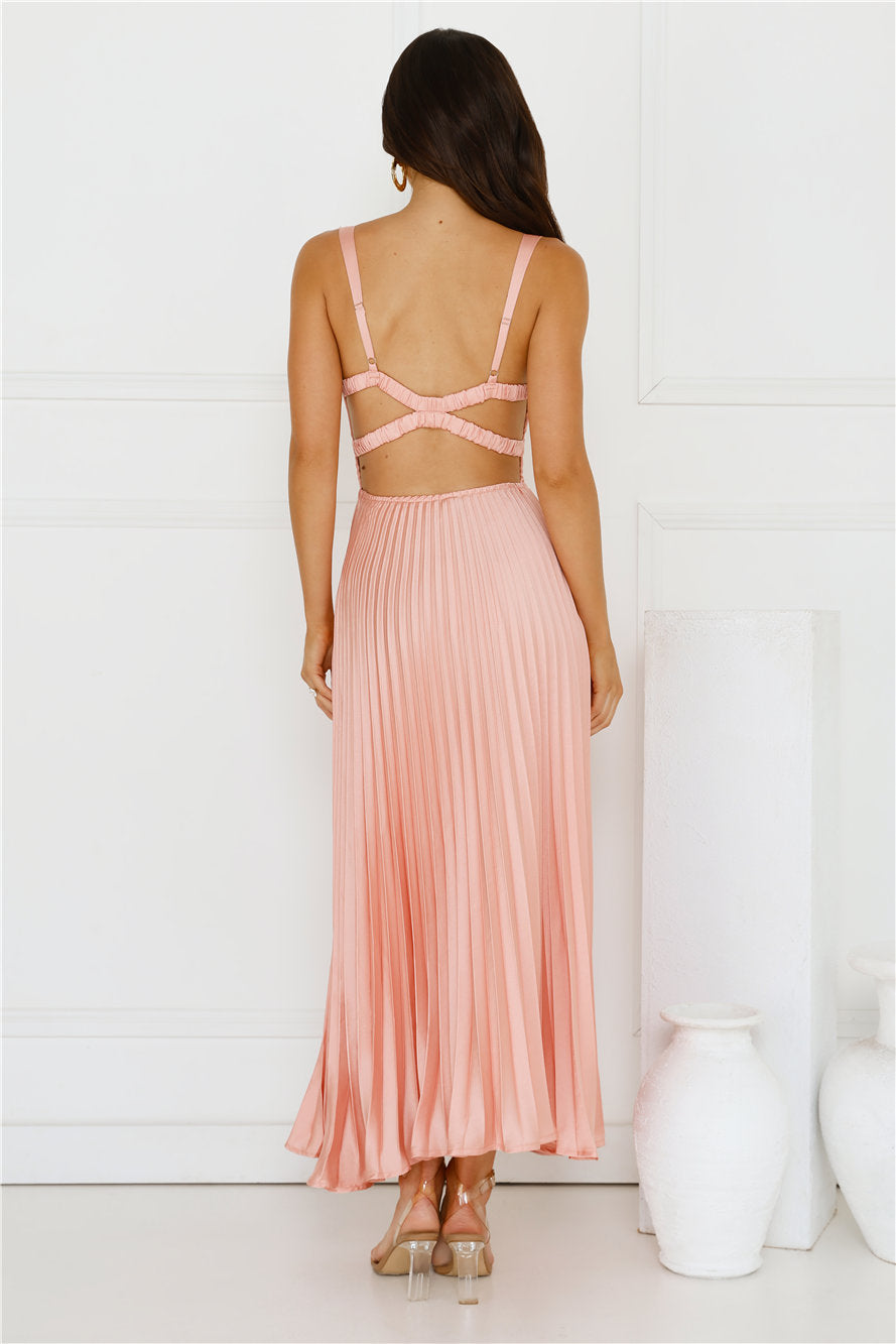 Dream Whispers Pleated Maxi Dress Pink