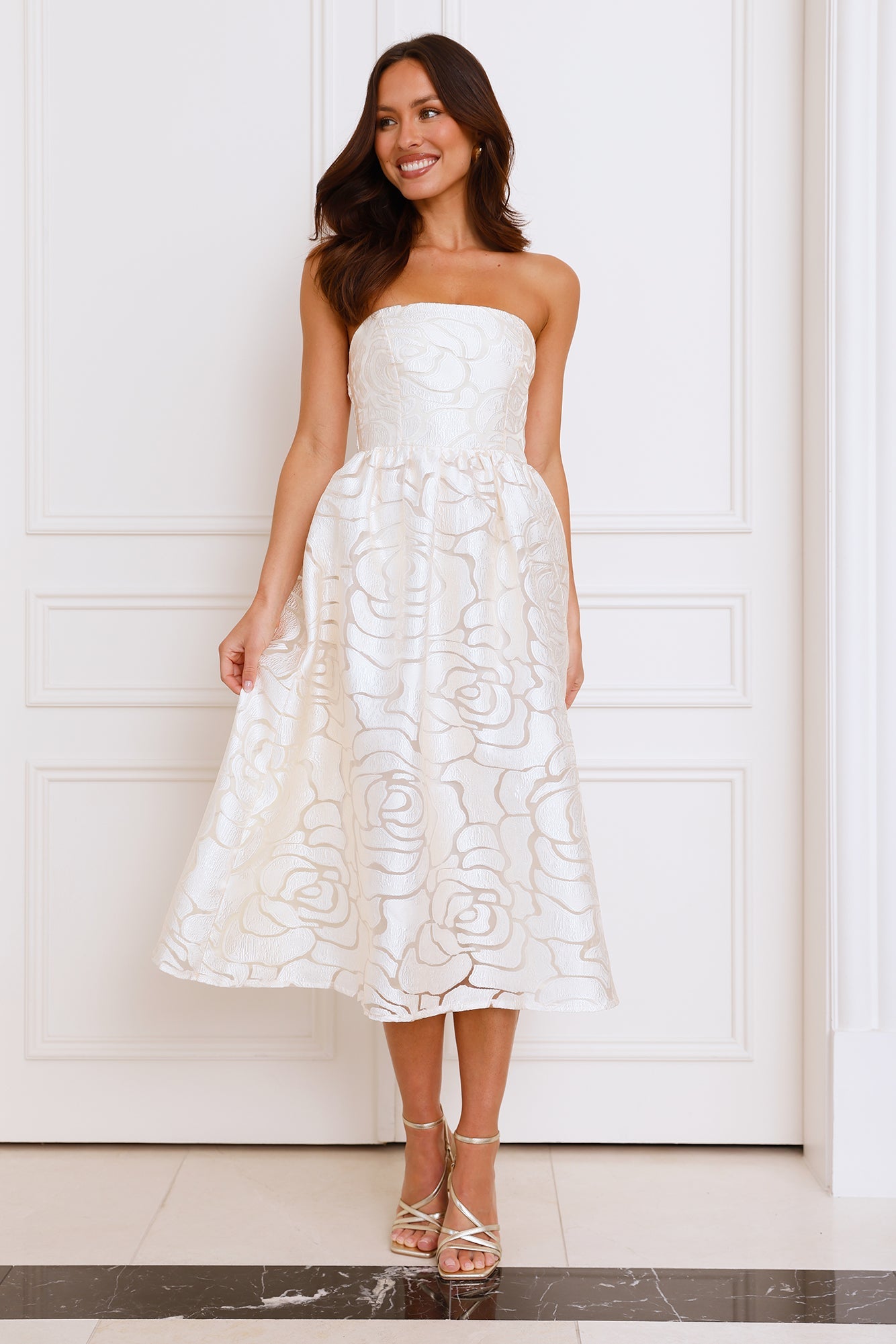 Nora Strapless Midi Dress Butter