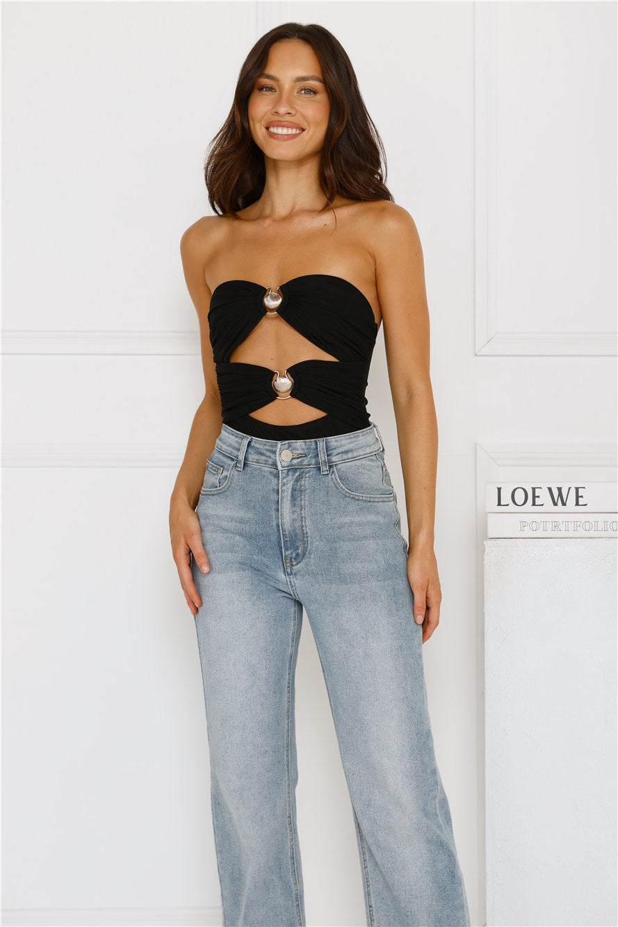 No Filter Strapless Bodysuit Black