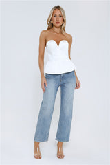 Ultimate Style Star Strapless Satin Top White