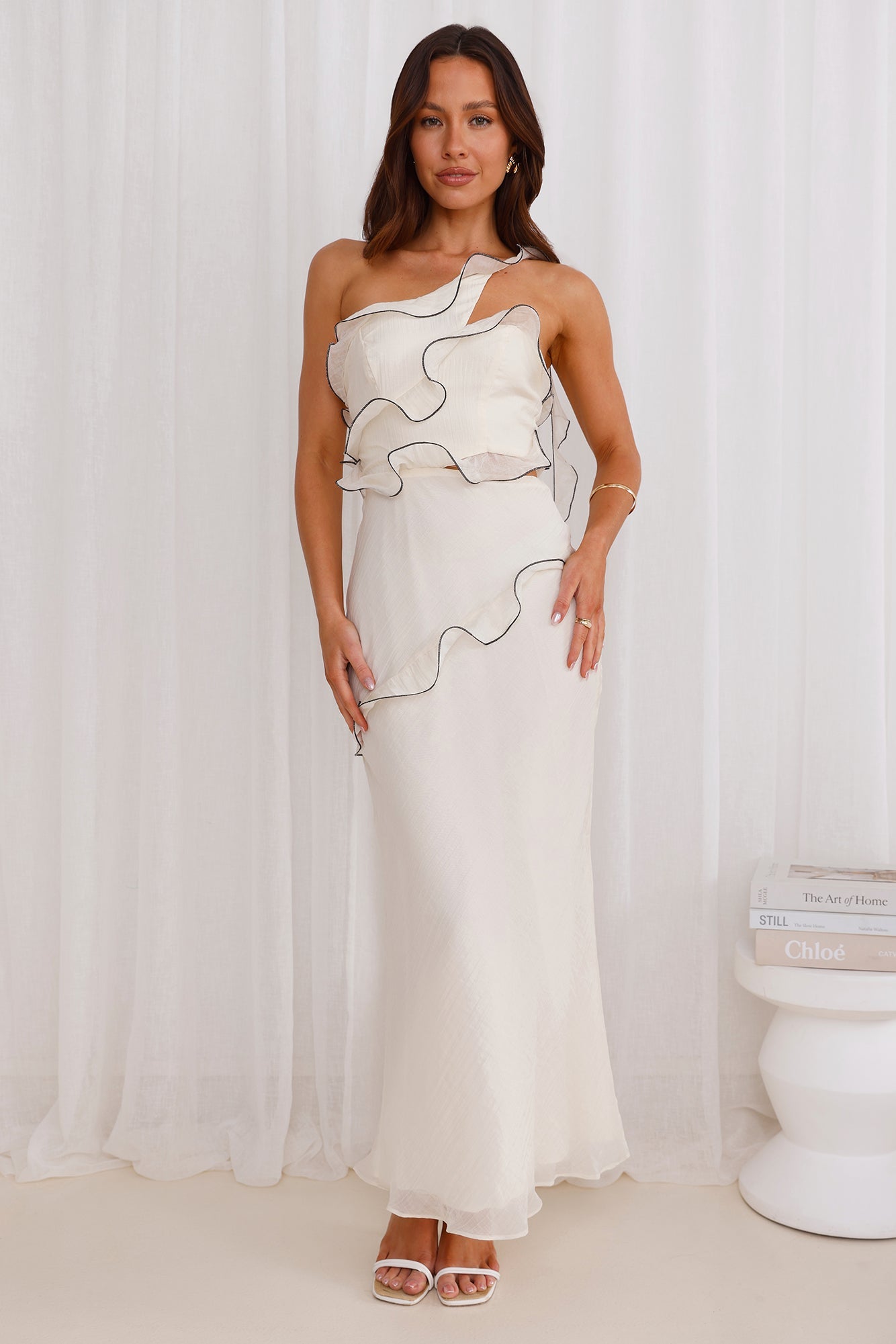 Cinematic Love One Shoulder Maxi Dress Cream