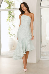 Miss Me Yet One Shoulder Midi Dress Sage