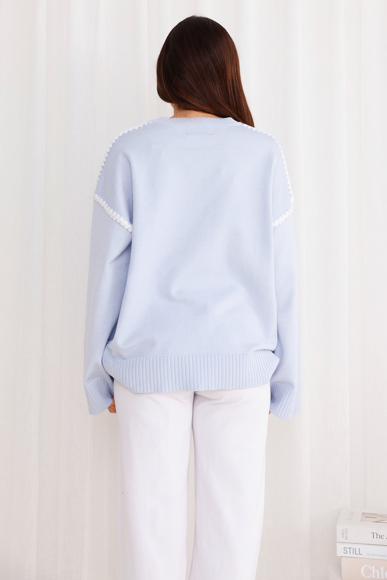 Warm Cottage Knit Sweater Blue