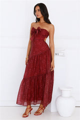 Twilight Night Strapless Maxi Dress Burgundy