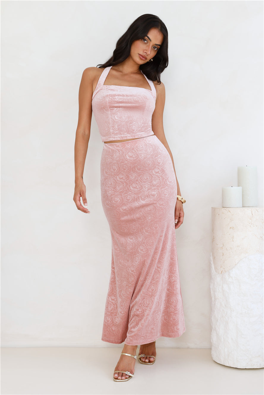 Velvet Gaze Halter Crop Top Pink