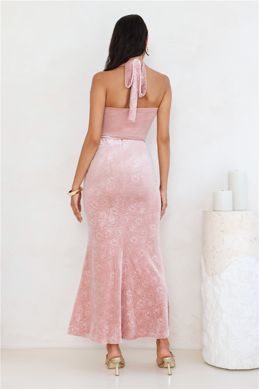 Velvet Gaze Halter Crop Top Pink