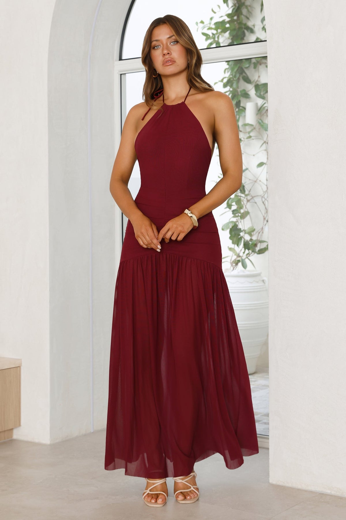 One To Remember Halter Maxi Dress Wine