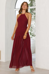 One To Remember Halter Maxi Dress Wine