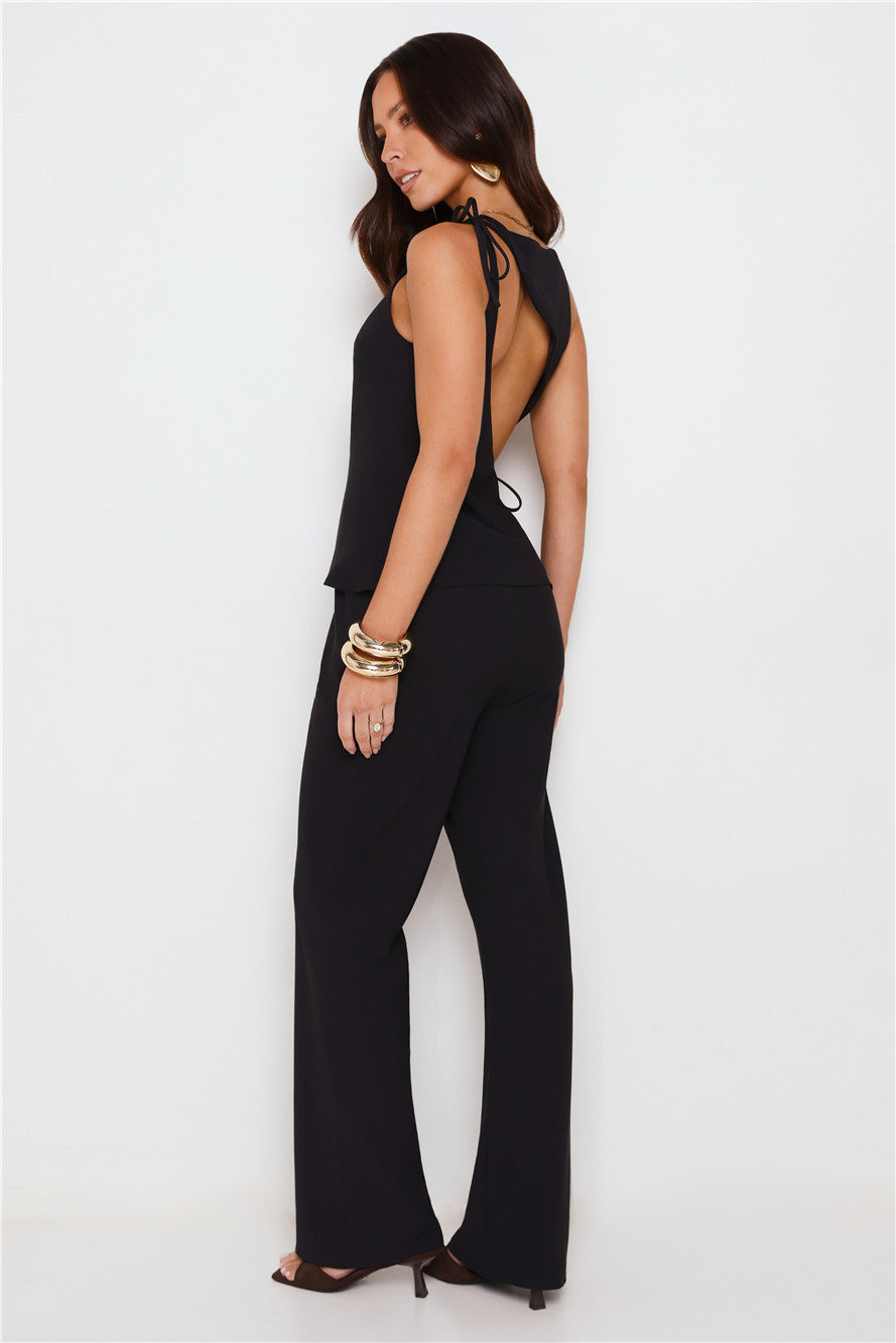 Refined Edge High Rise Straight Leg Tailored Pants Black
