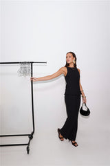 Refined Edge High Rise Straight Leg Tailored Pants Black