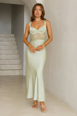 Permission To Party Satin Maxi Dress Sage