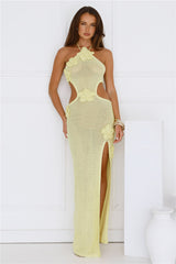 Monaco Sun Knit Halter Maxi Dress Yellow