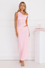 Everyday Pretty Off Shoulder Mesh Maxi Dress Pink