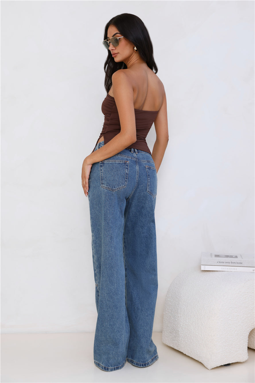 Sunset Spritz Strapless Top Brown