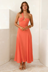 Styled Like A Star One Shoulder Maxi Dress Coral