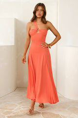 Styled Like A Star One Shoulder Maxi Dress Coral