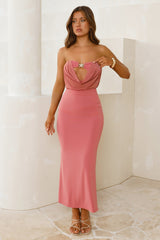 Escape Plan Strapless Maxi Dress Rose