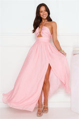 Hibiscus Hues Halter Maxi Dress Pink