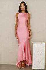Bespoke Beauty Satin Maxi Dress Pink