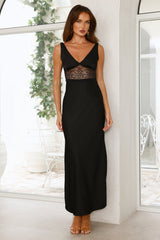 Love on Read Satin Maxi Dress Black