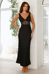 Love on Read Satin Maxi Dress Black