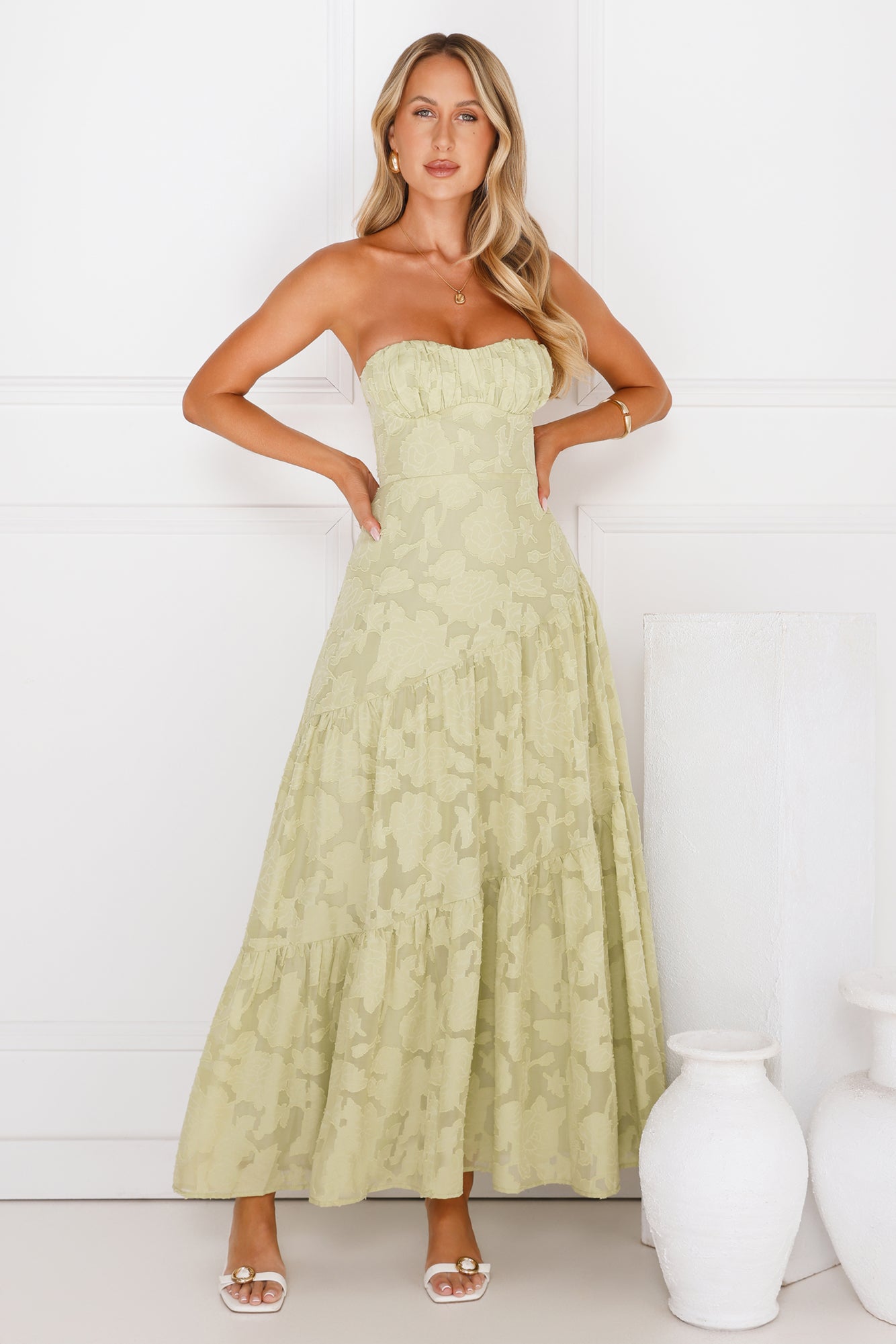 My Best Strapless Maxi Dress Sage