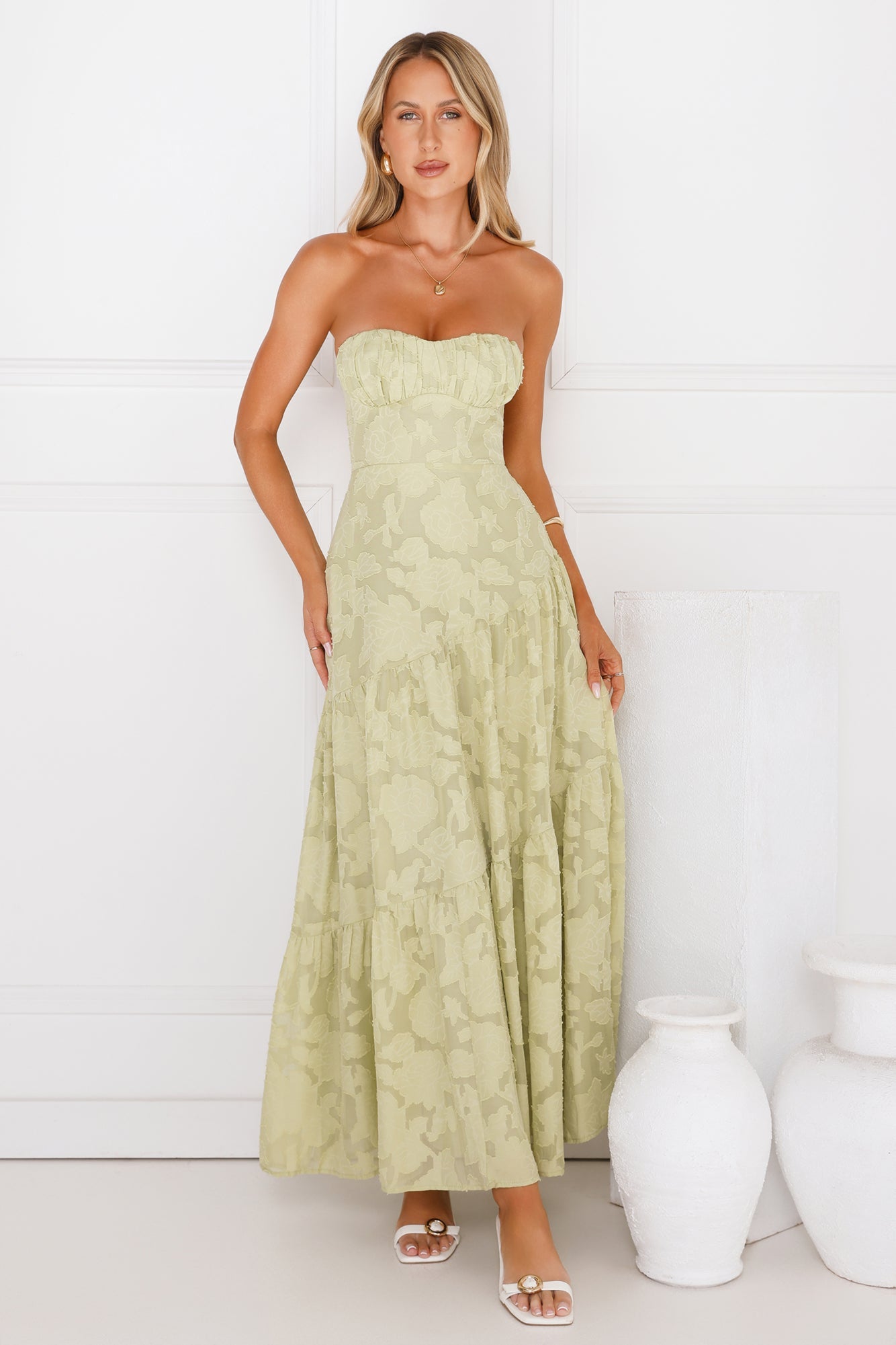 My Best Strapless Maxi Dress Sage