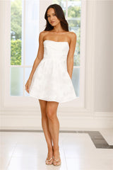 Midnight Shimmer Strapless Mini Dress White