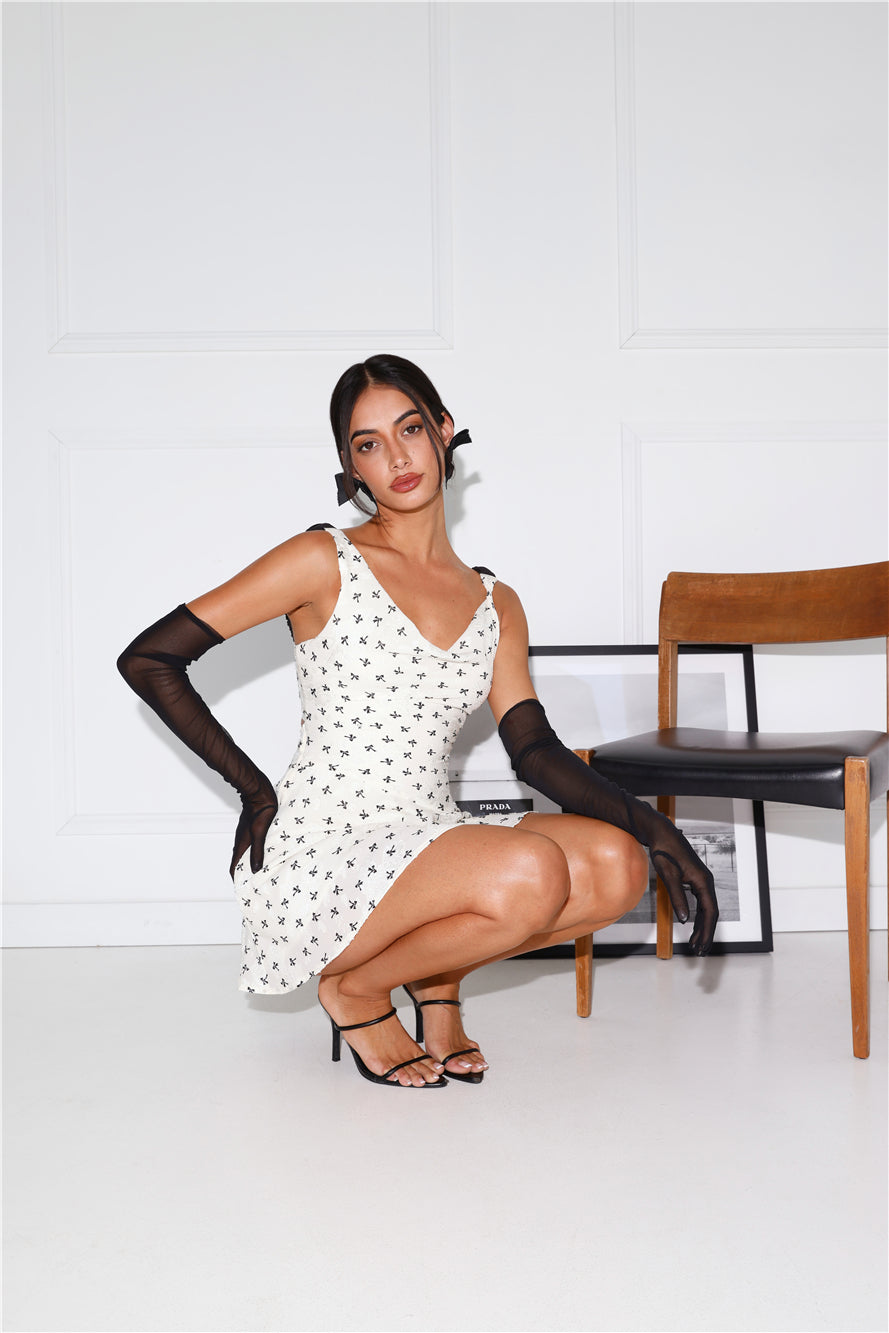 The Bow Mini Dress Cream