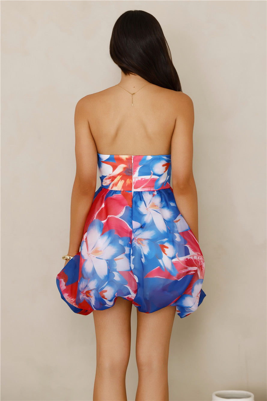 Red Lip Ritual Bubble Mini Dress Print