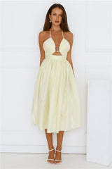 Seabreeze Dreamer Halter Midi Dress Yellow