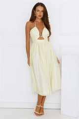 Seabreeze Dreamer Halter Midi Dress Yellow