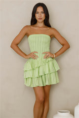 Run This Night Strapless Mini Dress Lime