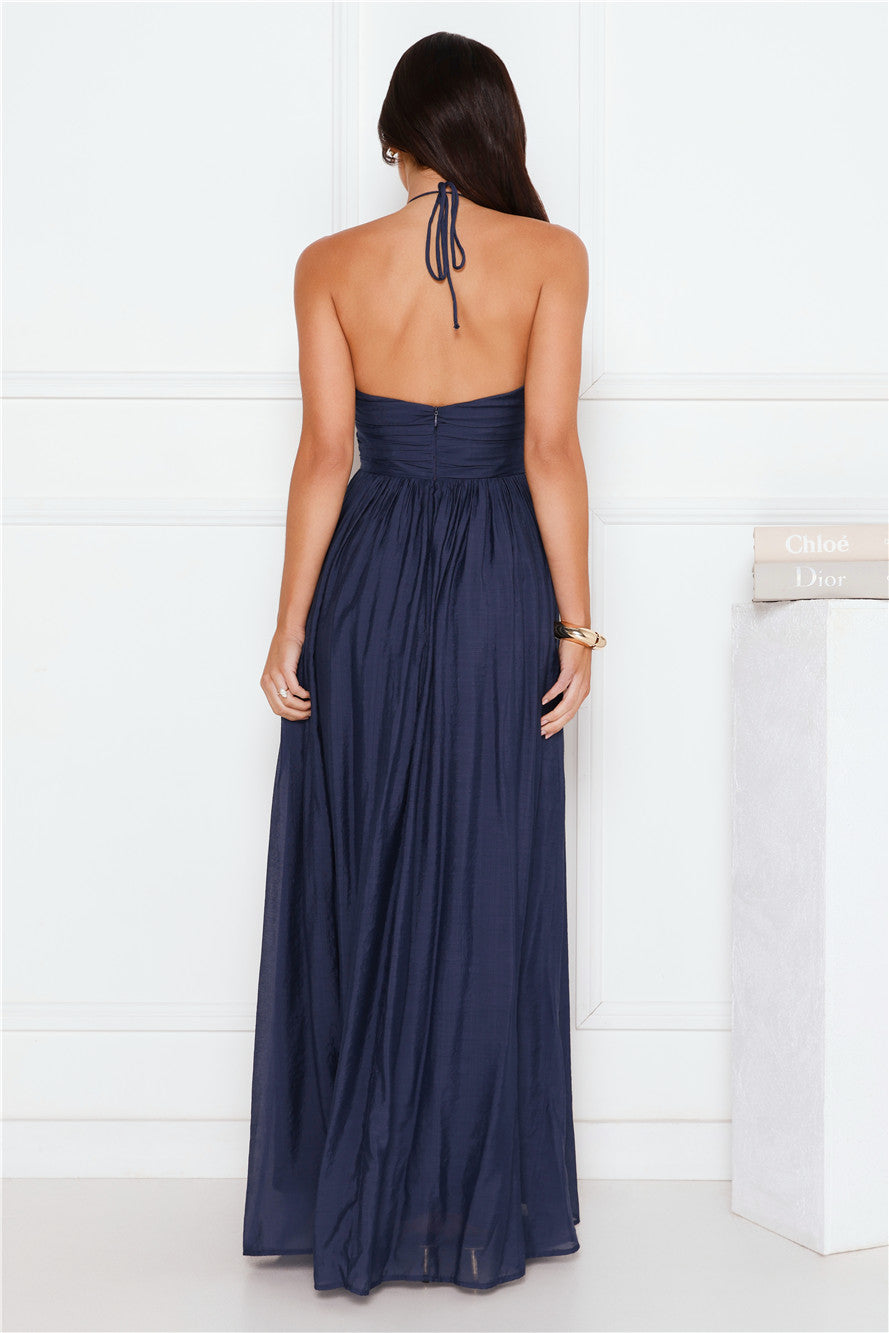 Hibiscus Hues Halter Maxi Dress Ink