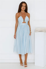 Seabreeze Dreamer Halter Midi Dress Blue