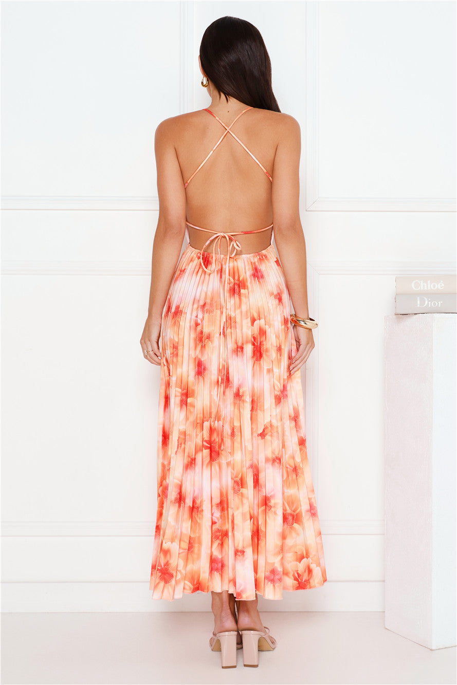 She's Exclusive Satin Maxi Dress Lime Orange