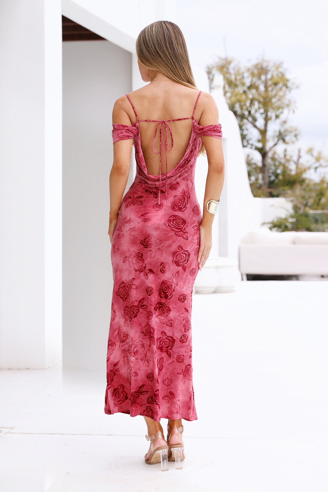 Mireille Off Shoulder Maxi Dress Pink