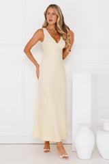 Butter Love Satin Maxi Dress Yellow