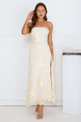 Iconic Influence Strapless Mesh Maxi Dress Yellow
