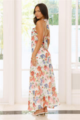 Whimsical Land Halter Maxi Dress Floral