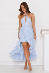 Sunbeam Shell Halter Maxi Dress Blue