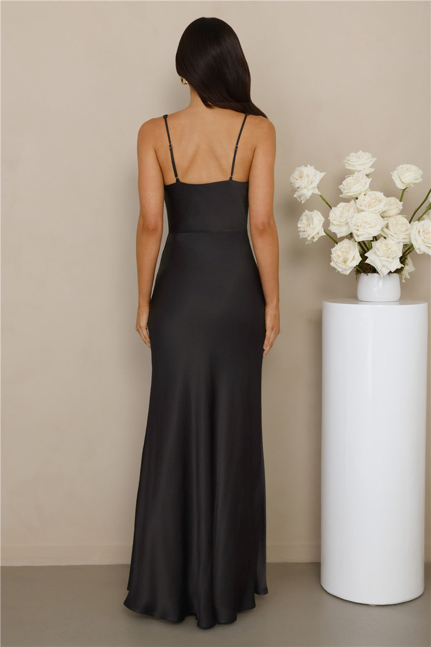 The Evelina Satin Maxi Dress Black