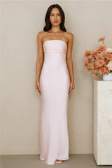 The Seraphina Strapless Satin Maxi Dress Pink