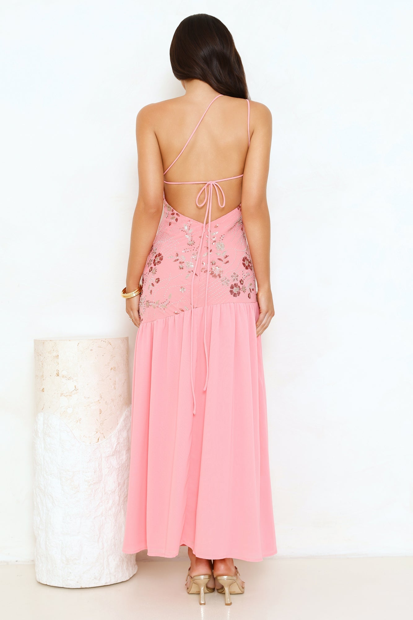 Love’s Secret Garden One Shoulder Maxi Dress Pink