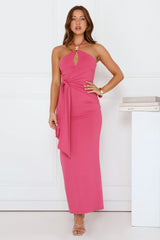 Sundown Spirit Halter Maxi Dress Pink