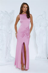Icon In Action Satin Maxi Dress Pink