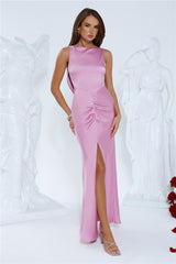 Icon In Action Satin Maxi Dress Pink